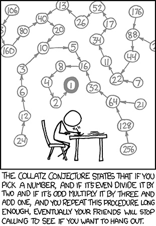 algorithmen's tweet photo. Zum Wochenende: Übertreibt es nicht mit den Collatz-Zahlen. ;) (via http://t.co/oPudsjD5) http://t.co/MaW46OkQ
