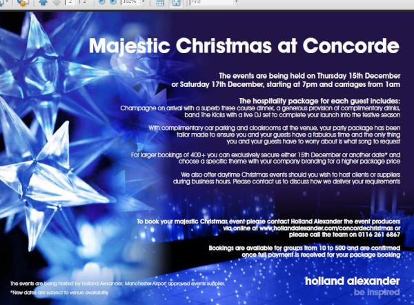 ConcordeConf's tweet photo. @bevridyard #MajesticChristmasatConcorde for more info take a look... http://t.co/67Ug6f46