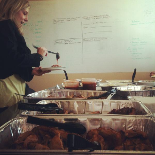 bottlecap's tweet photo. Brew Day goodness: @christinunc feeds her appetite for innovation with some delicious @DBAbarbecue. #mindbrew http://t.co/ci0mbdko