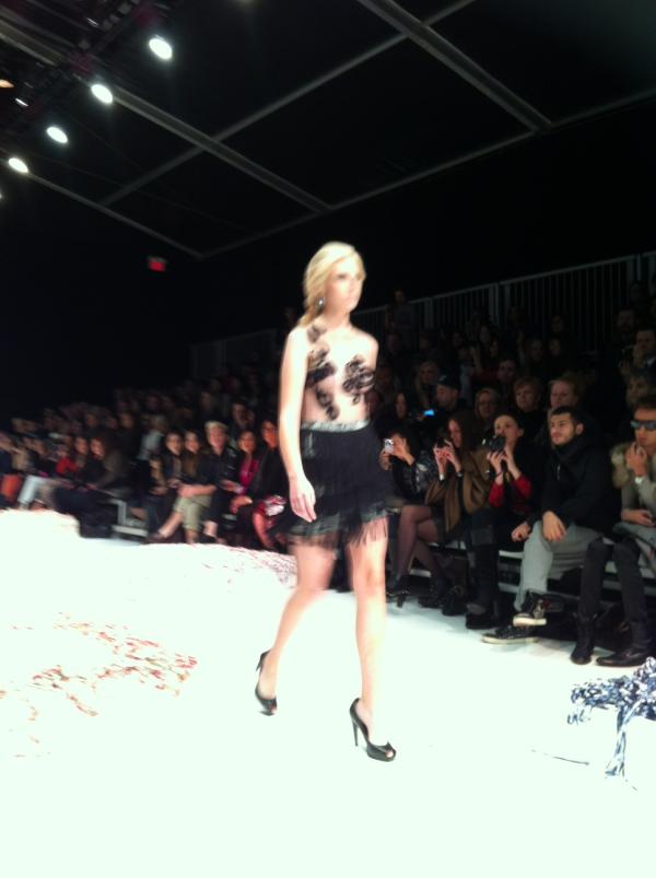 TOFashionWeek's tweet photo. The swirls are providing coverage - but very little. At Baby Steinberg. #lgfw http://t.co/Umsd6jRs