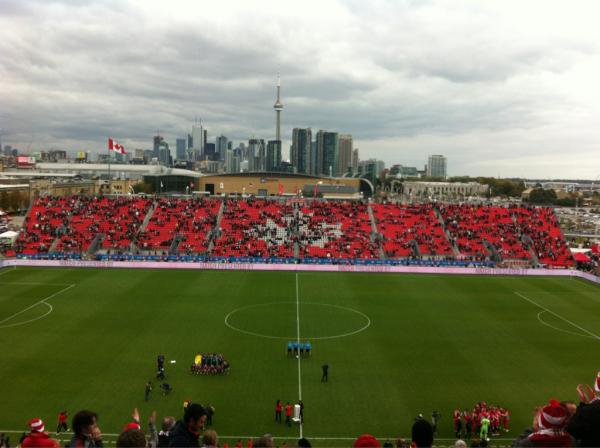 kingmikex's tweet photo. TFC game against New England! Great Saturday afternoon! #TorontoFC http://t.co/QfH6wuPl