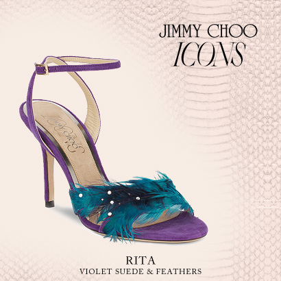 Jimmy Choo Viola Crystal Satin Sandal with Feather – Shoes Post