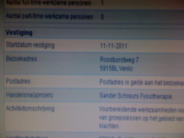Schreurs_Sander's tweet image. Vanaf de mooiste datum officieel &quot;Sander Schreurs Fysiotherapie&quot; van start #11op11 #kvk #eigenonderneming