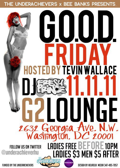 UnderAchieverHU's tweet photo. #THEUNDERACHIEVERS x BEE BANKS, G.O.O.D Friday with @iamdjdiesel & @FreshPrinceUA @ G2 Lounge #RETWEET http://t.co/41OTsUcC