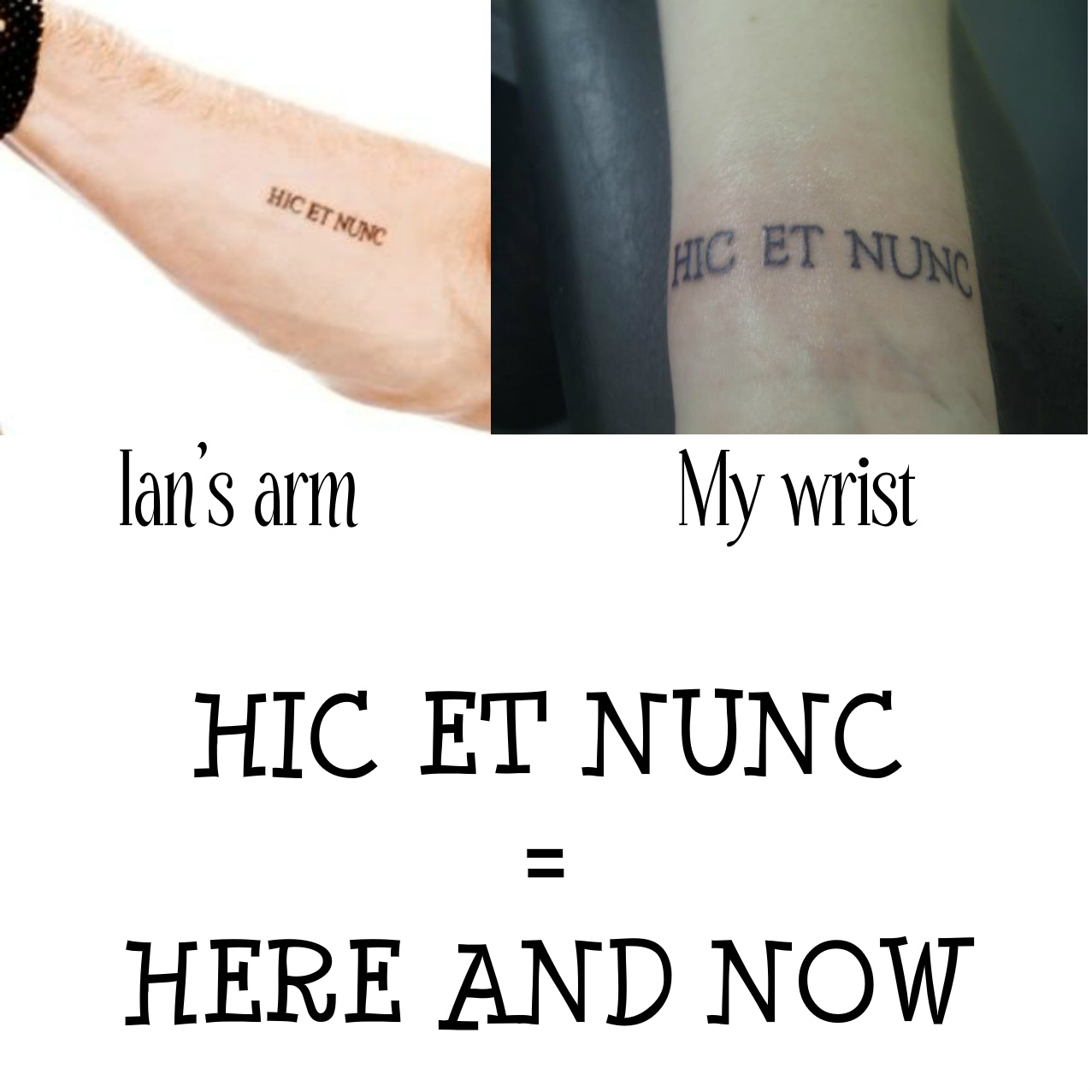🌟Sarah & Holland🌟💎 on X: Ian's tattoo meaning:HIC ET NUNC in Latin  translates to The here and now, the immediate present.#TVDfamily   / X