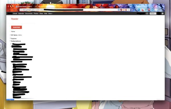 daisylinbluez's tweet image. This is what Google Reader looks like when I subscribe a feed tonight. #OccupyGoogleReader