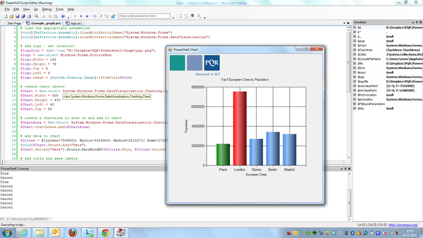 MMMoret's tweet image. Playing aroung with #powershell to create graphs from database data, nice! #powergui