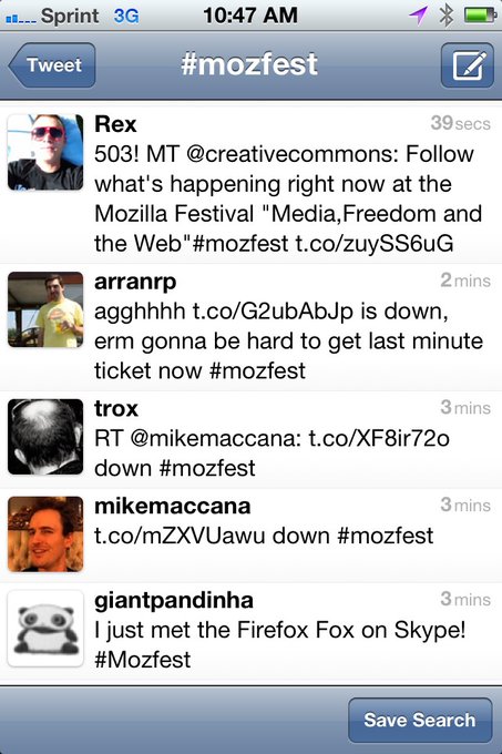 Twitter short urls (t.co) fail. (pic) #mozfest http://t.co/iZmcExZ0<a href="/tag/mozfest"class="tags">#mozfest</a>