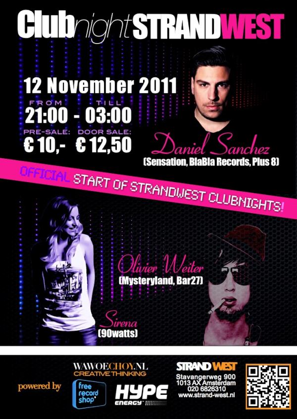 Saturday 12/11 - Clubnight met o.a. <a href="/djdanielsanchez/">Daniel_Cristal</a> en <a href="/OlivierWeiter/">Olivier Weiter</a> - Official start of Strandwest clubnights -