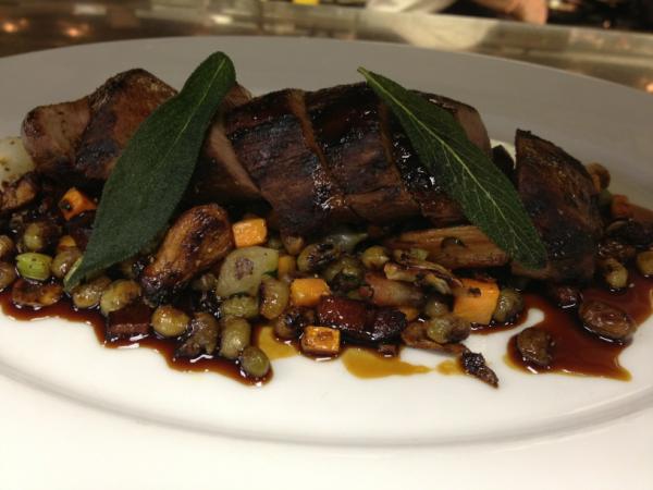 ChefBLT's tweet image. Axis venison/ field peas/ chanterelle/ red wine jus