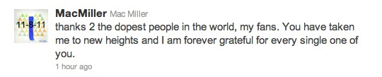 idfuxwithdat's tweet photo. @MacMiller appreciates me. thanks stud xoxo ;) http://t.co/EYggqQWD