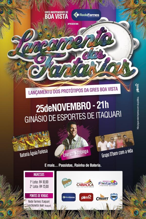 GRESboavista's tweet photo. Alô Cariacica.. Sexta tem lançamento de fantasias da Boa Vista. Participe #CariacicatanaBoaVistaestacamisa http://t.co/KwNGwS8X