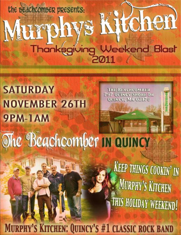 Here's a flyer with all the info you need for this weekend's gig at Quincy's own Beachcomber!
