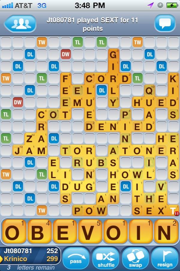 krinico's tweet photo. Words with friends took 'sext' as a word #neologism http://t.co/imkFv1uJ