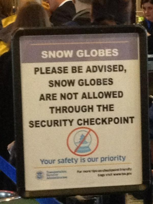 TSA identifies last remnant of cheer at La Guardia airport and takes action. The world is safe again.