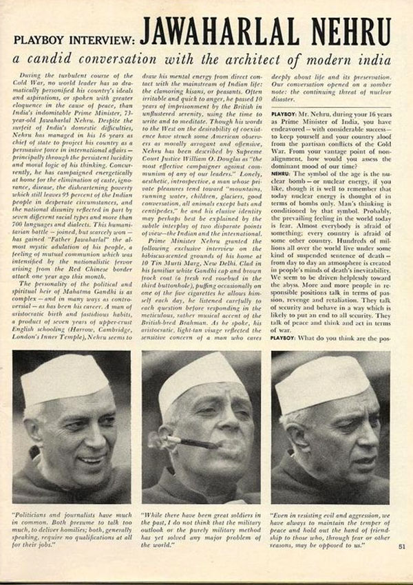 Image result for jawaharlal nehru playboy interview