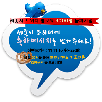 rmk0720's tweet photo. RT @HappycitySejong: [세종이벤트] 세종시 트위터 팔로워 3000명 돌파 기념! RT로 축하메시지를 보내주세요^_^* 11월16일부터 22일까지 진행됩니다! http://t.co/H1nnySMA