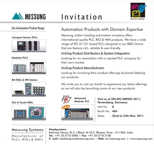 messung's tweet image. Visit booth # 404, Hall # 8 @ SPS/IPC/DRIVES 2011 Exhibition, Nuremberg, Germany Nov 22~24 for @messung product/service