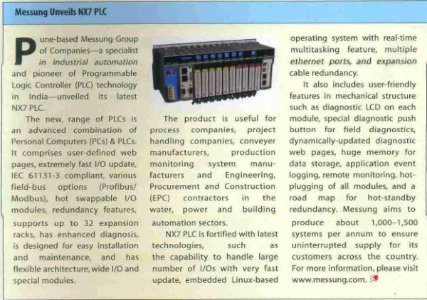 messung's tweet image. NX7 PLC - the latest range automation product is advance combination of PC &amp; PLC... writes The Machinist, Oct 11 issue