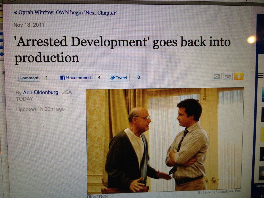 RealRonHoward's tweet image. Gotta warm up my throat and start practicing....
"it's Arrested....Development"

Good news