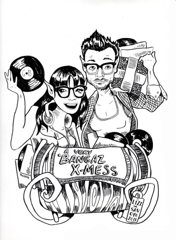 lizzdom's tweet image. My newest illustration for #GangbangazCrew: "A Very Bangaz X-Mess"  Dec. 10th @ #CardinalRule. I'll be there, will you?