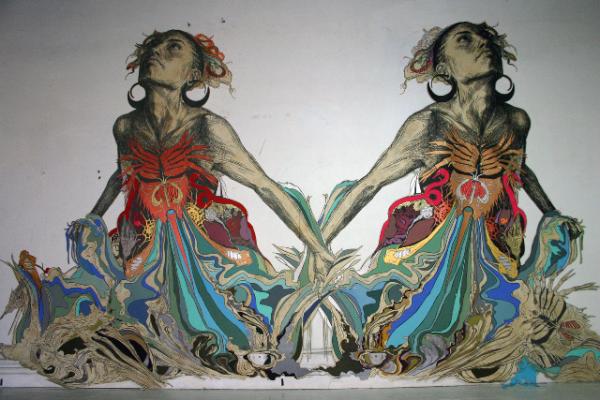 Swoon Painting for Underbelly Miami.... 27 ft x 13ft