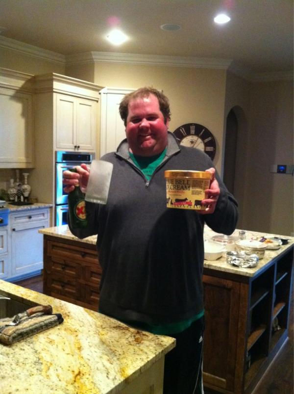 ColtKnost's tweet photo. @givemeknucks is trying out a new dessert!!  Beer and icecream float. Wow!!
#couldbeahit http://t.co/AeU2rZmY