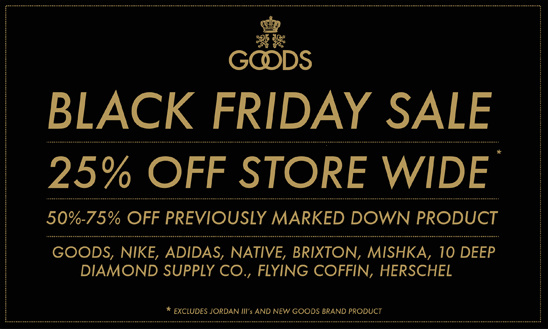 Black Friday sale tomorrow!!! 25% off entire store + deep discounts on old stuff. 11-7, BE THERE!