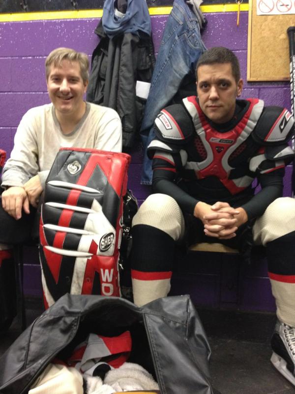 strombo's tweet photo. Getting ready to take on @JeffMarek @hockeyesque and the morning stars ... @AaronJJBrophy @hackHC #BackTheHack http://t.co/pDdOXzAh