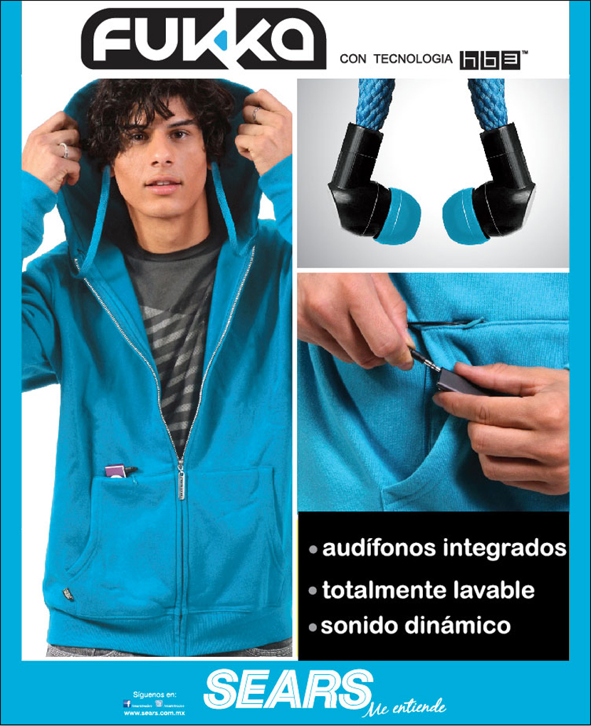 Sears Mexico on X Te presentamos la marca FUKKA sudaderas con audifonos integrados completamente lavables. http t 7AM3gqAo X