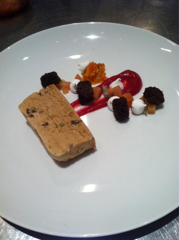 Holiday fun at <a href="/MistralKitchen/">MistralKitchen</a> fruitcake ice cream with gingerbread and rosemary meringue!