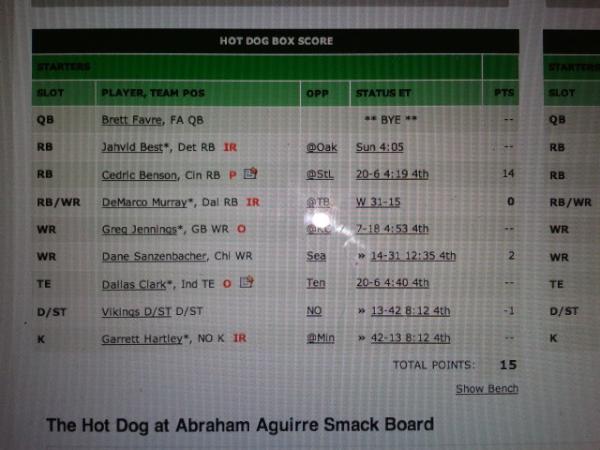 Jaxwell's tweet image. Stupid cedric benson scoring so many points #negativepoints