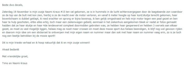 DWSDecals's tweet photo. Verhaal van Timo en Naomi via de mail http://t.co/mMDezZq8