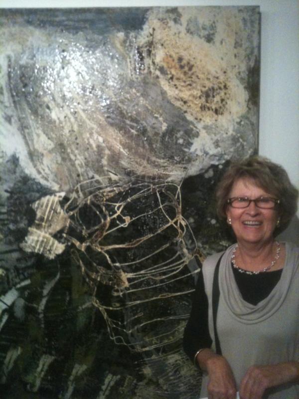 Margaret Dimoff with winning entry Turbulence. Bega Art Prize 2011.