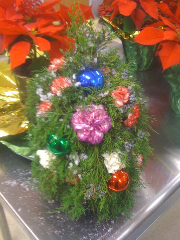 #minixmastree mine has flowers in it