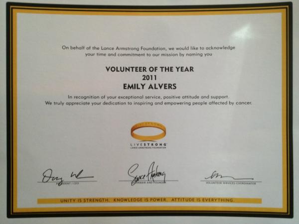 EmilyAlvers's tweet photo. Thank you for the opportunity @livestronghq @livestrongceo @lancearmstrong I'm honored to be part of such a great team! http://t.co/Wo3cQq3b