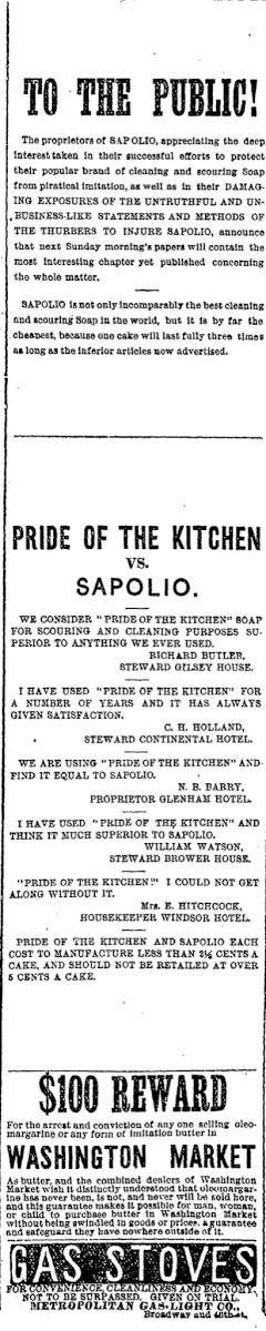 oldnytads's tweet image. Are you TEAM SAPOLIO or TEAM PRIDE OF THE KITCHEN? (4/24/1881) #soapwars