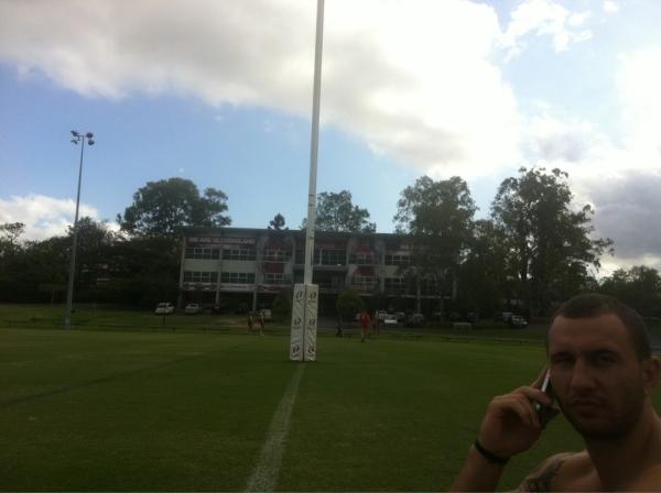 QuadeCooper's tweet photo. Skills ;) RT @samcoen: I just bet @QuadeCooper he couldn't throw a ball through the goals from here. I lost #tinass http://t.co/8ZiNYwjG