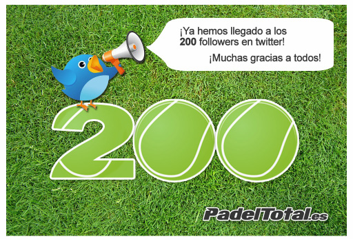 PadelTotalEs's tweet photo. Hemos superado los 200 followers en Twitter! Muchas gracias a todos, en especial al número 200 @franabellaneda http://t.co/n0K0eFgd