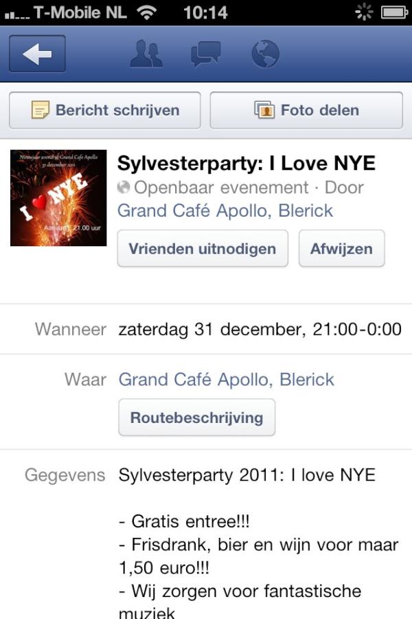 Vanavond Sylvesterparty "I Love NYE" bij Grand Cafe Apollo. Jullie komen toch ook! Meer info zie onze Facebook-site.