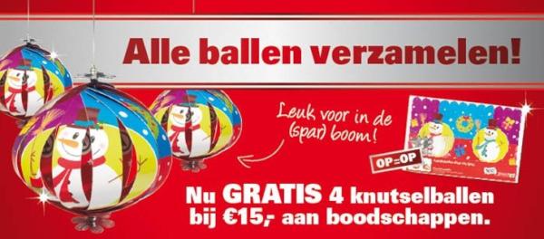 Deze week bij 15,- aan boodschappen, gratis setje knutsel kerstballen cadeau! #gratis #Spar #feestdagen