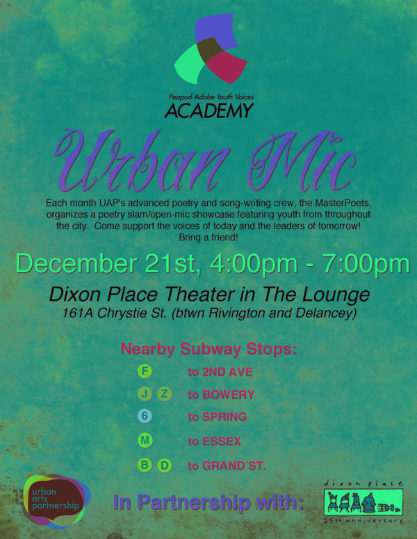 Newdesignhigh's tweet photo. UAP and NDHS best combo ever! Youth poetry today after school - Dixon Place in the LES check us out! http://t.co/ifClgfv3