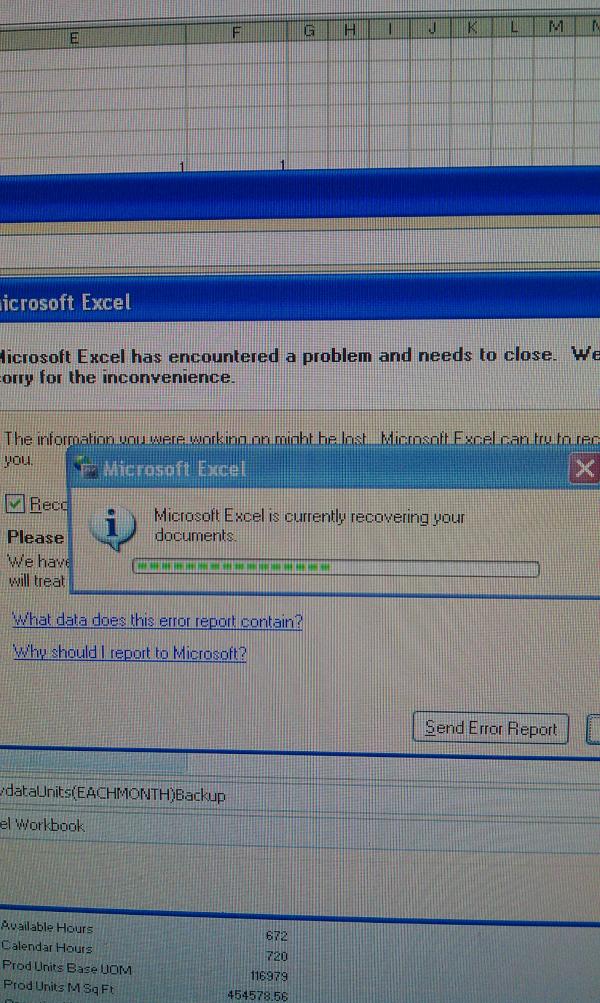 The_Lemonds's tweet image. Worst. Screen. Ever. #crashandburn #excelproblems