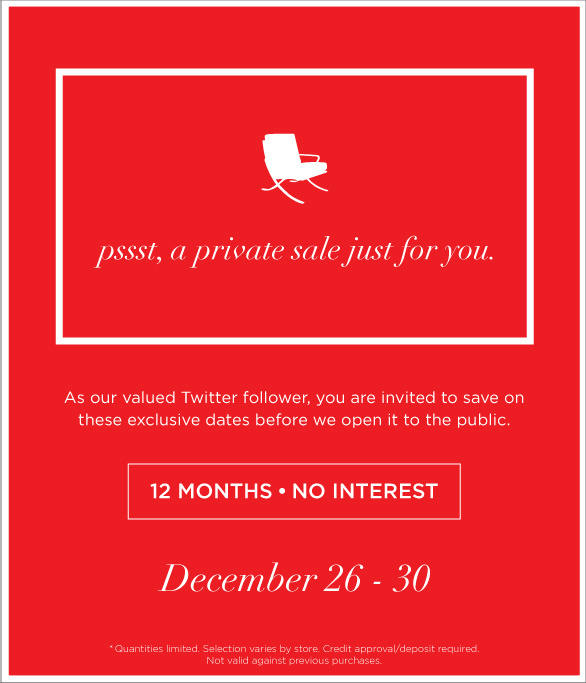 ScanDesign1969's tweet image. Twitter followers, we&apos;ve got a private sale just for you! Hurry in Dec. 26 before it opens to the public in 2012.