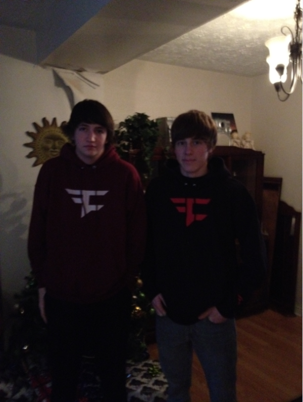 FaZeHugZ's tweet photo. aha incase you didnt see it Me and @Unglorify with our new sweaters #FaZeMerch @FaZeClan @FaZeTemperrr http://t.co/kAgAmIuo