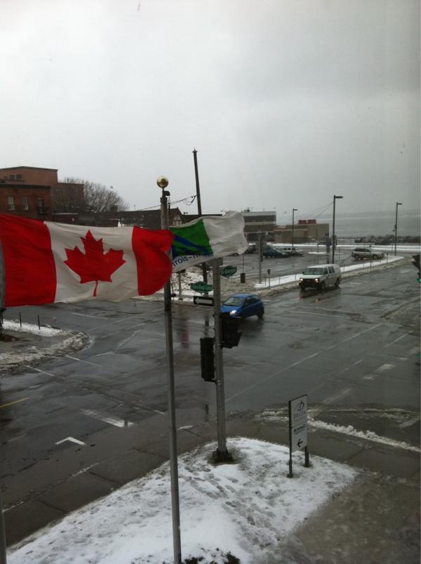 Shadaomar's tweet photo. A snowy windy normal day in Trois #qebec .temp: 1 http://t.co/FweAZRSB