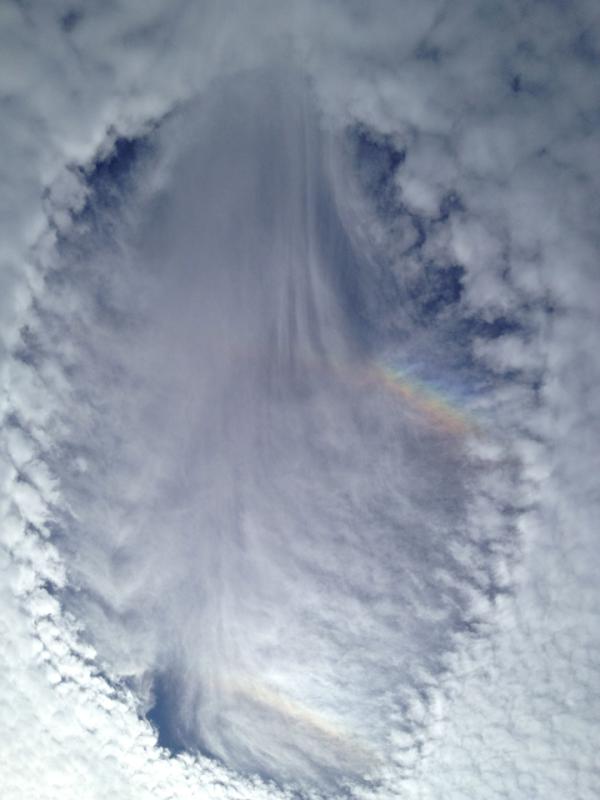 wagon357's tweet photo. Very cool hole punch cloud formation in ATX Today. Had to share. http://t.co/RHWoT7wH