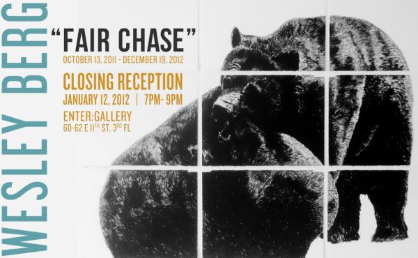 Join us tonight at the enter:gallery for the closing of Wesley Berg's "Fair Chase" collection!