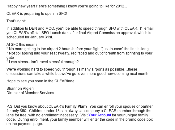 BradyMcCollum's tweet photo. CLEAR is on track to come back to SFO!  @GuyKawasaki thought you might want to know. http://t.co/3h0tRFPa
