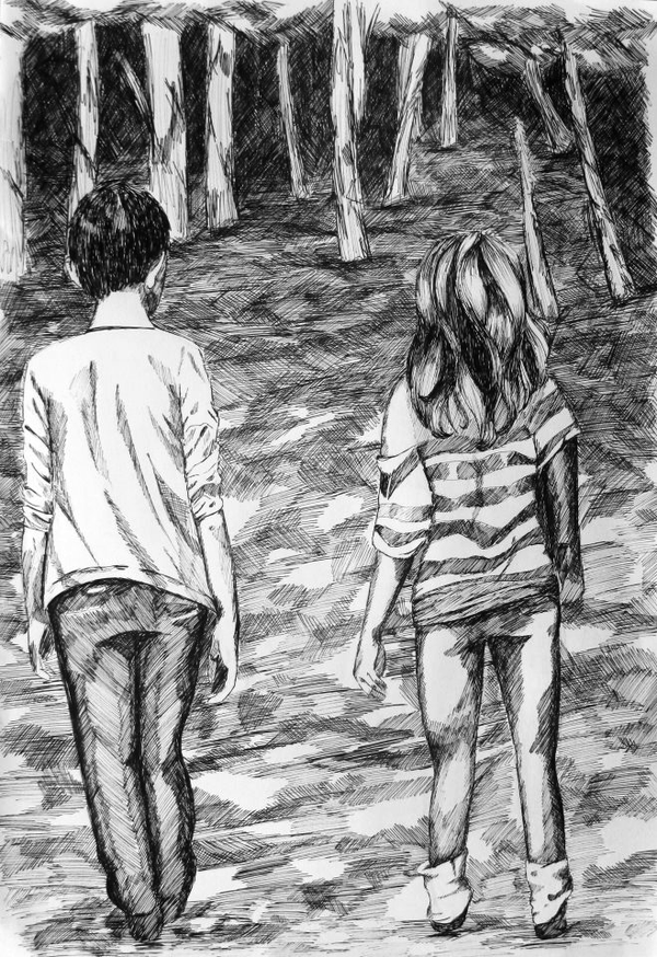 Picture using fine liner I did of a couple friends.